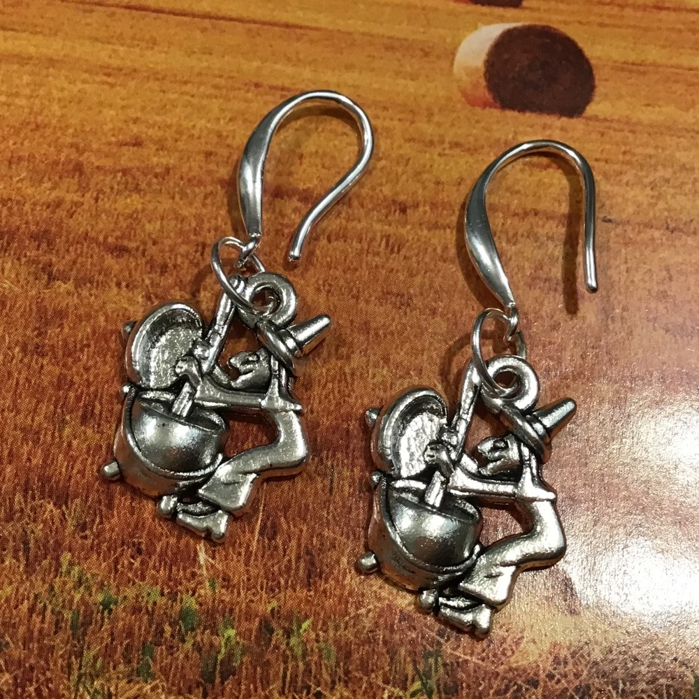 Witch and cauldron Halloween earrings 925 silver